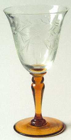 UNK236 Clear (Amber Stem) Wine Glass