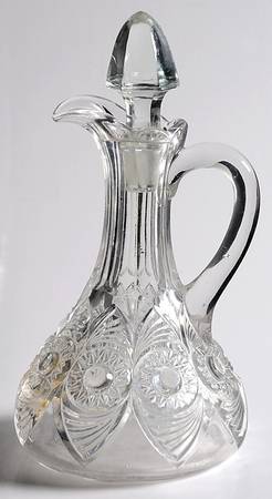 Bulls Eye and Fan Clear Cruet & Stopper