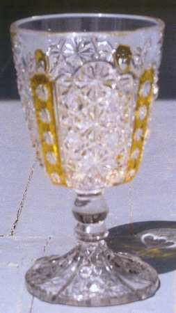 Daisy and Button with Thumbprint Amber Water Goblet