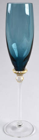 Sienna Crystal (Gold) Blue Fluted Champagne