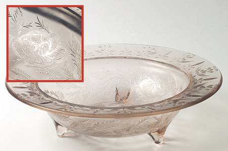 Rose and Thorn Pink 11" 3-Toed Footed Bowl