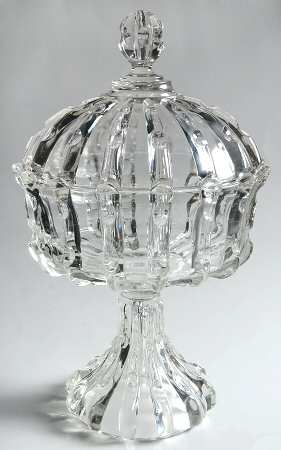 Broken Column Clear 12" Tall Compote & Lid