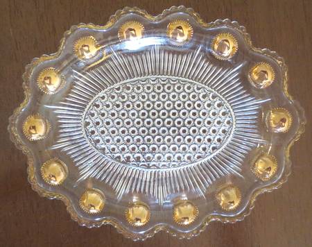 Manhattan Clear (Gold Dots) 7" Oval Relish