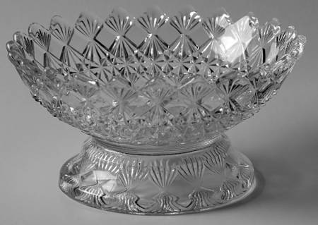 Fine Cut and Block Clear Footed Sauce Dish