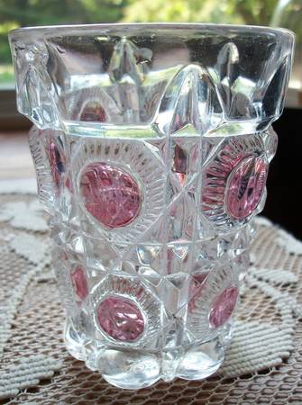 Bull's Eye and Daisy Ruby Flash (No Trim) Flat Tumbler