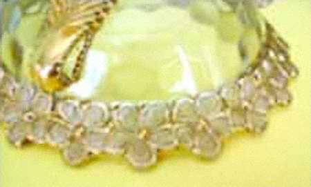 Honeycomb with Flower Clear (Gold Trim) Round Butter Dish No Lid