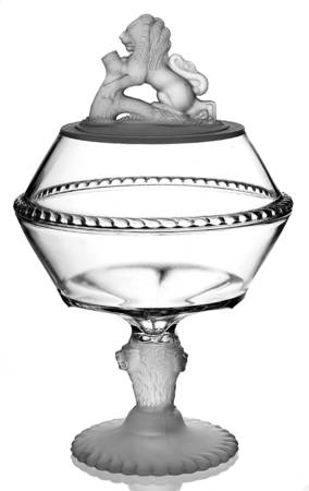 Lion 12" Tall Compote & Lid