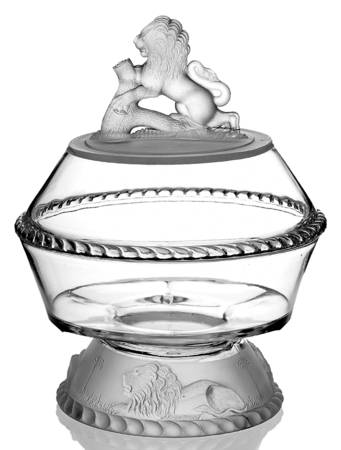 Lion 10" Compote & Lid