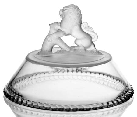 Lion 14" Tall Compote & Lid