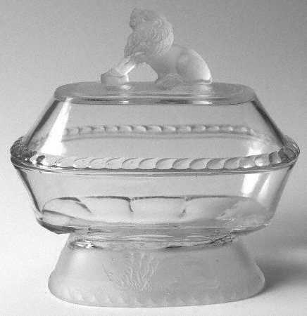 Lion 7" Length Oval Covered Compote