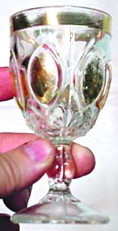Almond Clear (Gold Trim) Wine Glass