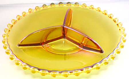 BOC2274 Amber 11" 3 Part Round Relish