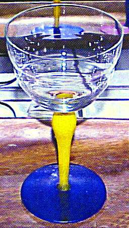 UNK4754 Yellow and Blue Wine Glass