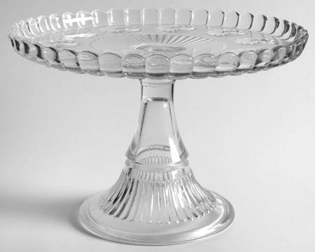 Roman Rosette Clear 9" Diameter Pedestal Cake Stand