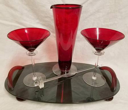 Asta Collection Garnet Martini Pitcher with Stirrer