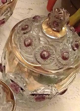 Bulls Eye and Fan Clear (Gold) Sugar Bowl & Lid