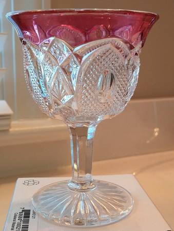 New Hampshire Ruby Flash Wine Glass