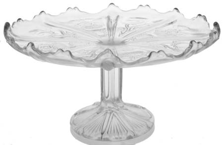Paneled Thistle Clear Cupped Edge Cake Stand