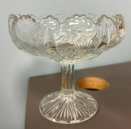 Paneled Thistle Clear Round Compote (Height X Width)