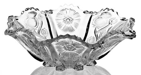 Paneled Thistle Clear 9" Ruffled Bowl