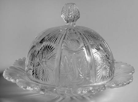 Paneled Thistle Clear Round Covered Butter