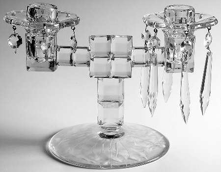 UNK7031 6" 2 Light Candelabra W/2 Bobeche & 12 Prisms