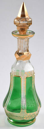 Gold Panel Green Decanter & Stopper