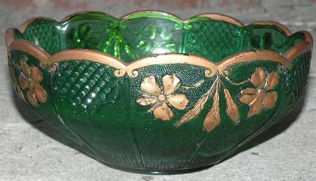 Double Dahlia with Lens Green (Emerald) Large Fruit Bowl