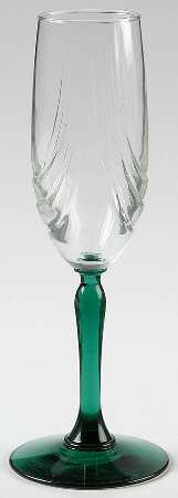 Crystal Green (No Trim) Fluted Champagne