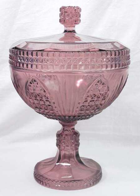 Cathedral Amethyst 10" Compote & Lid