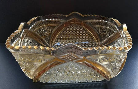 Massachusetts Clear (Gold Trim) 8" Square Nappy
