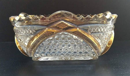 Massachusetts Clear (Gold Trim) 4" Square Nappy