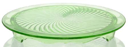 Spiral Green Footed Cake Plate by Anchor Hocking