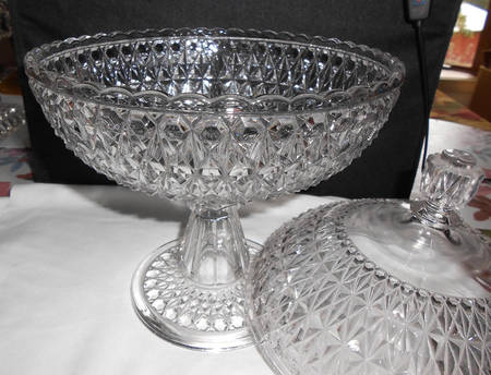 Pressed Diamond Clear 12" Tall Compote No Lid