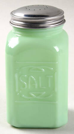 Jadeite Salt Shaker with Metal Lid