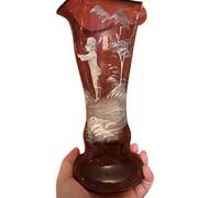 Mary Gregory 11" Ruffled Vase