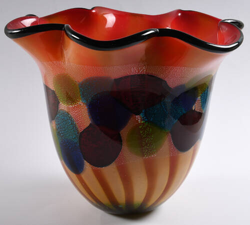 Art Glass 12" Crimped Bowl