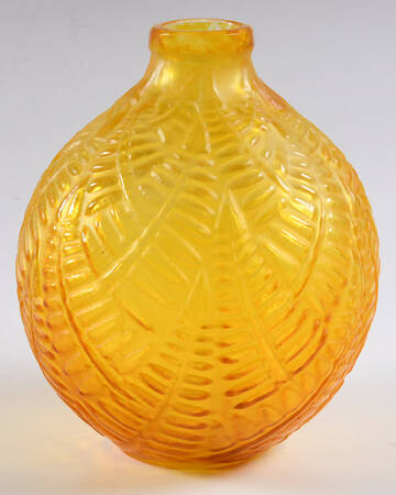 Art Deco "After" R Lalique Vases 7" Yellow Espalion Vase