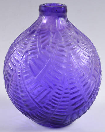 Art Deco "After" R Lalique Vases 7" Purple Espalion Vase