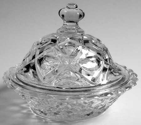 Diamond Thumbprint Clear Round Covered Butter
