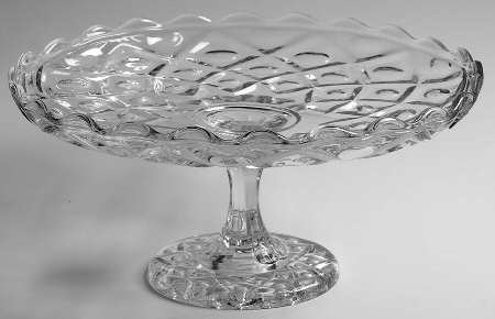 Diamond Thumbprint Clear Round Cake Stand