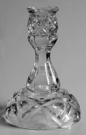 Diamond Thumbprint Clear 6" Single Light Candlestick