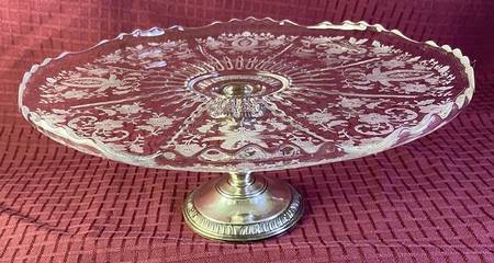 Prelude (Long Stem, Rippled Bowl) Peg Cake Salver with Sterling Base