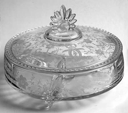 Prelude (Long Stem, Rippled Bowl) 3-Part Candy Box with Lid