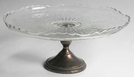 Prelude (Long Stem, Rippled Bowl) Cake Salver-Peg W/Sterling Base