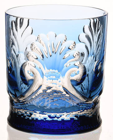 Sculptured Shell Cobalt Blue Double Old Fashioned