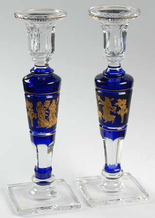 Danse de Flore Cobalt 12" Tall Single Light Candlestick