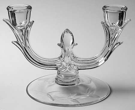 Leaf (Cut, Clear) Double Light Candlestick