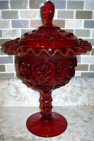 Yesteryear Ruby Candy Dish & Lid