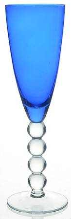Celebration (Various Color Bowl, Clear Stem) Cobalt Blue Fluted Champagne